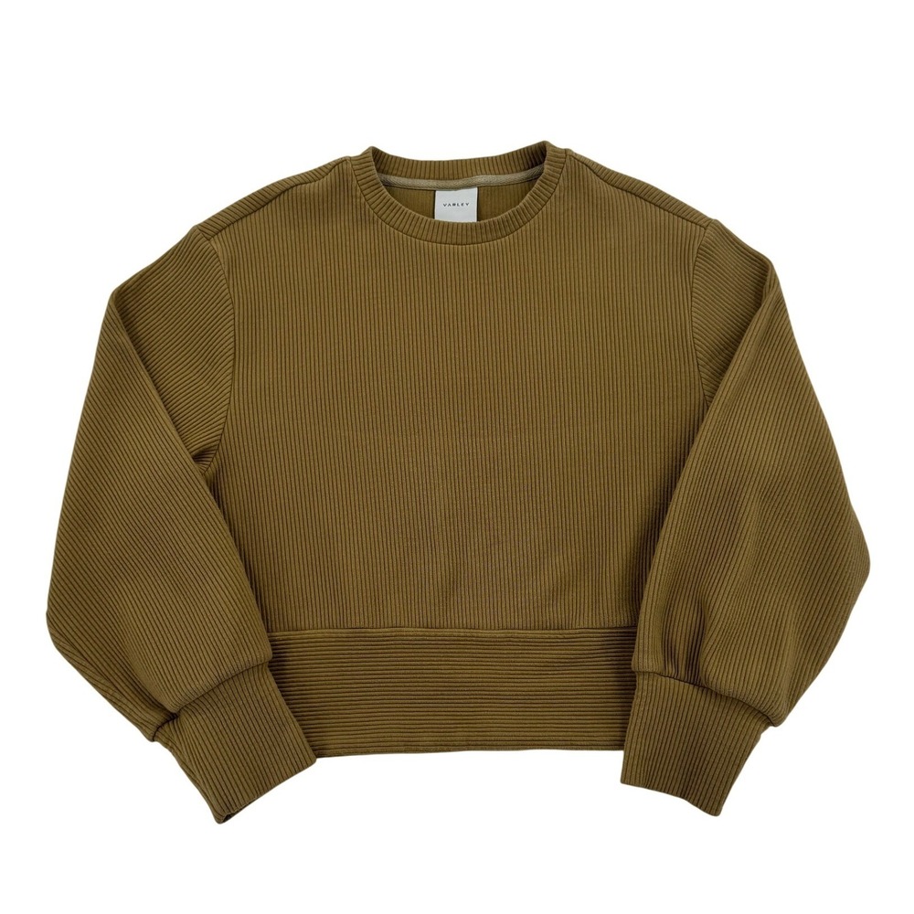 Varley Ribbed Sweatshirt Womens Small Olive Brown Good Cropped Pullover